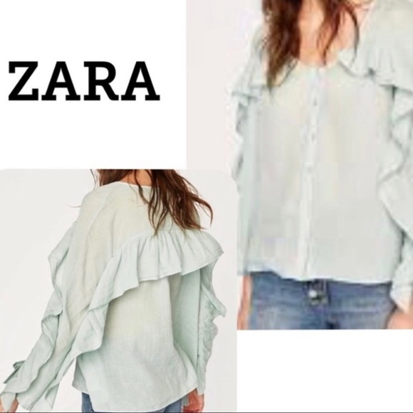 Zara Basic NWT Ruffles and Bows Mint Green… - Picture 2 of 10
